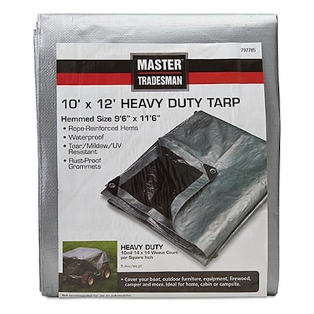 Master Tradesman 797785RD 10 X 12 Ft. Polyethylene Storage Tarp Cover - Silver & Black